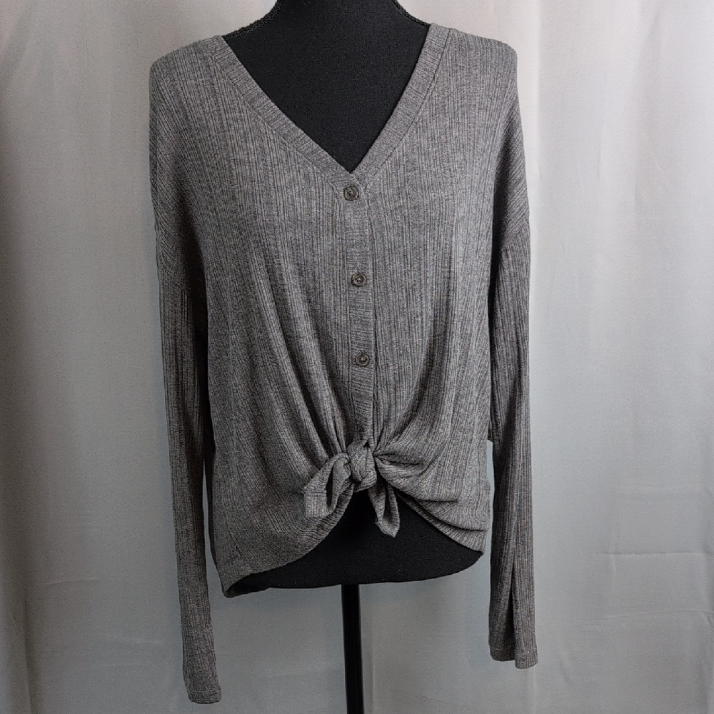 SO Long Sleeve Gray Knot Top New Small
